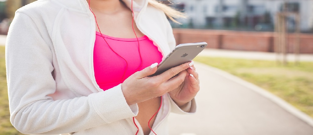 Woman using an iPhone